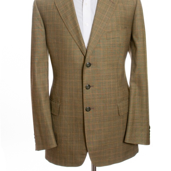 Sam Abouhassan Green Check Wool Blazer 46L - Picture 2 of 4